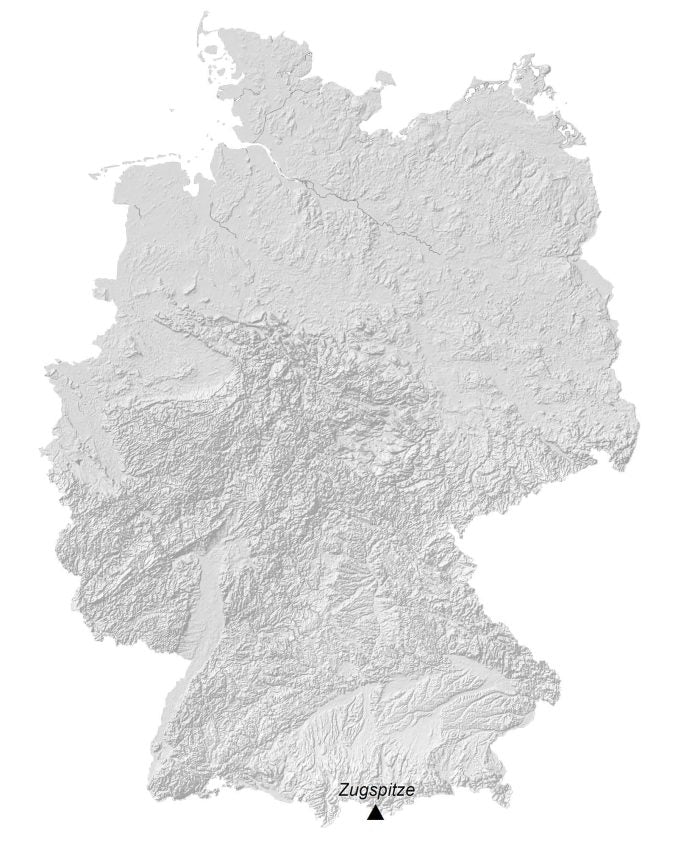 Germany Elevation Map GLOSSY POSTER PICTURE PHOTO PRINT BANNER  CONVERSATIONPRINTS