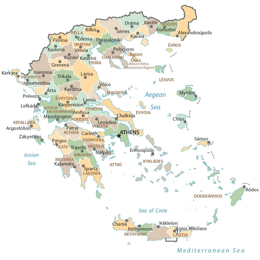 Greece Province Map GLOSSY POSTER PICTURE PHOTO PRINT BANNER  CONVERSATIONPRINTS