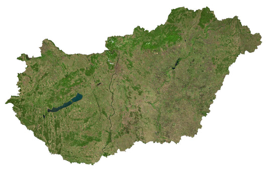 Hungary Satellite Map GLOSSY POSTER PICTURE PHOTO PRINT BANNER  CONVERSATIONPRINTS