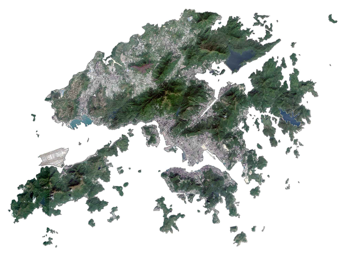 Hong Kong Satellite Map GLOSSY POSTER PICTURE PHOTO PRINT BANNER  CONVERSATIONPRINTS