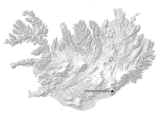 Icealand Elevation Map GLOSSY POSTER PICTURE PHOTO PRINT BANNER  CONVERSATIONPRINTS