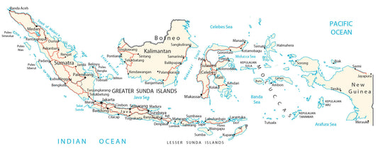 Indonesia Road Map Glossy Poster Picture Photo Print Banner  Conversationprints