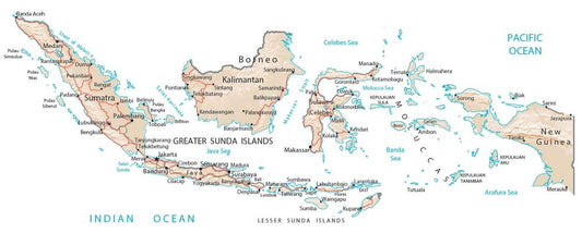Indonesia Physical Terrain Map Glossy Poster Picture Photo Print Banner  Conversationprints