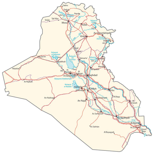 Iraq Road Map Glossy Poster Picture Photo Print Banner  Conversationprints