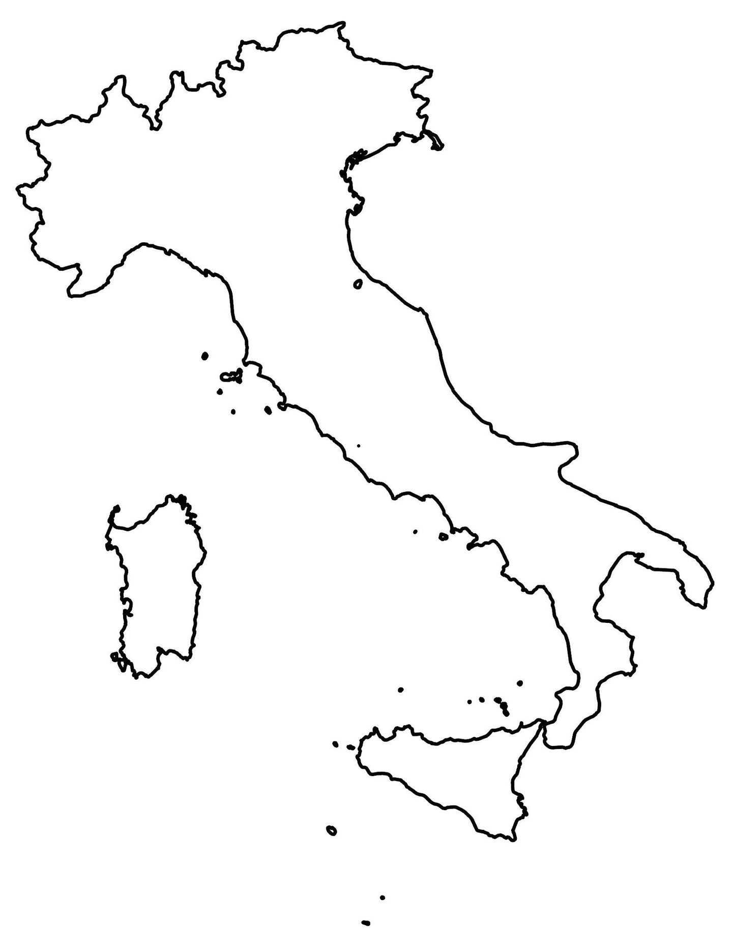 Italy Blank Outline Map GLOSSY POSTER PICTURE PHOTO PRINT BANNER  CONVERSATIONPRINTS