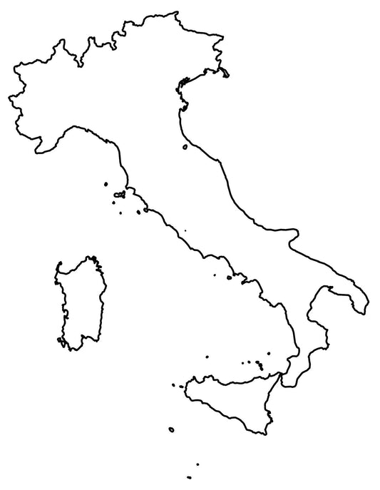 Italy Blank Outline Map GLOSSY POSTER PICTURE PHOTO PRINT BANNER  CONVERSATIONPRINTS