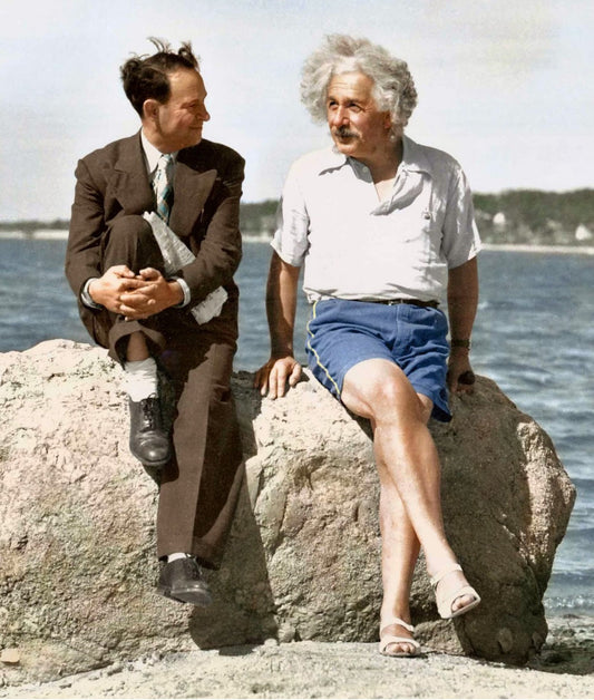 Albert Einstein At The Beach 1939 Glossy Poster Picture Photo Print Banner  Conversationprints