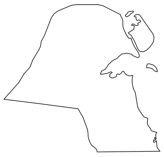 Kuwait Country Blank Outline Map Glossy Poster Picture Photo Print Banner  Conversationprints