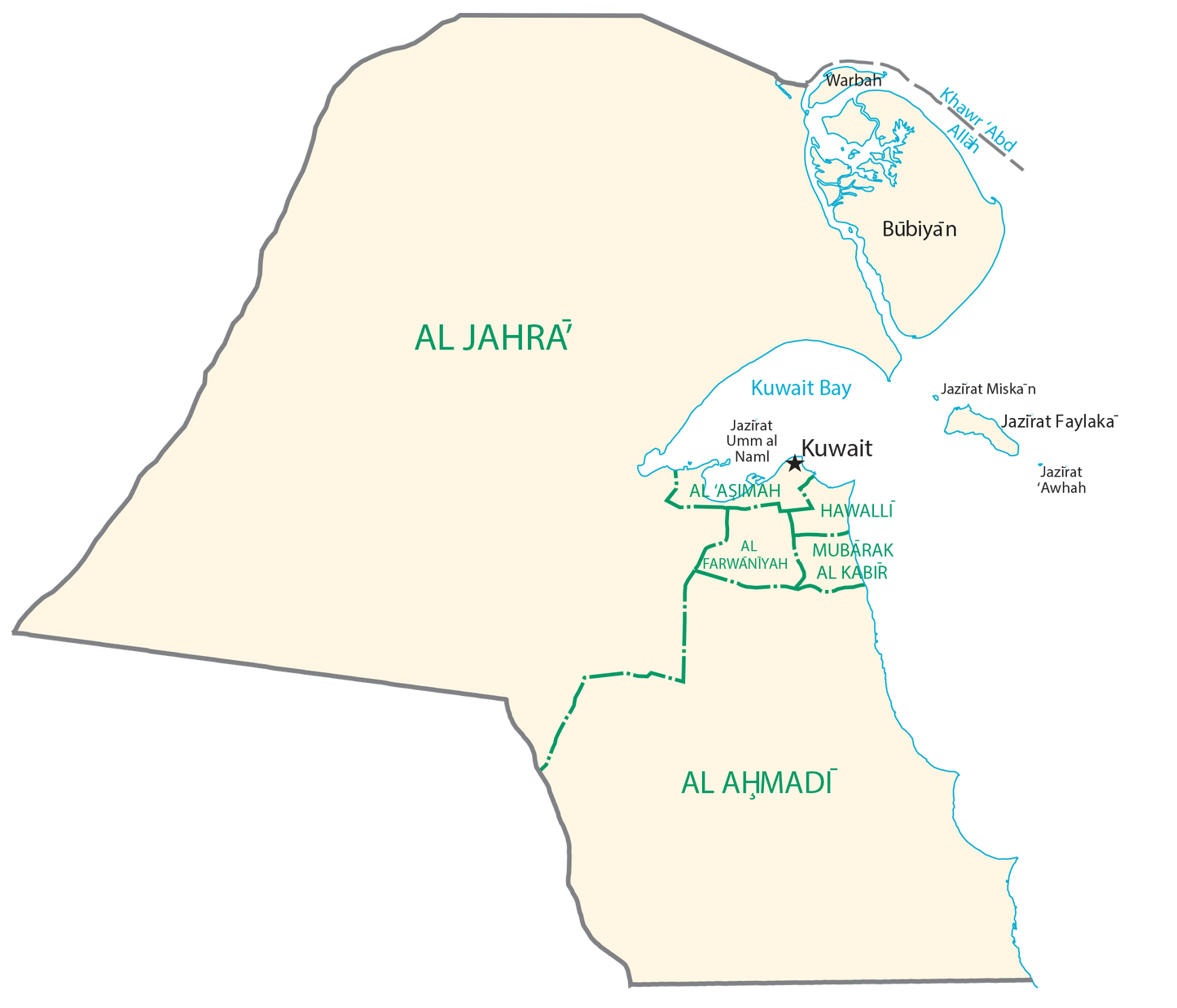 Kuwait Adminstrative Division Map Glossy Poster Picture Photo Print Banner  Conversationprints
