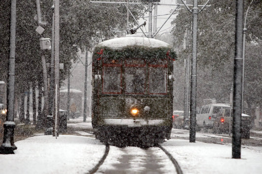New Orleans Snow Train Trolley Glossy Poster Picture Photo Print Banner  Conversationprints