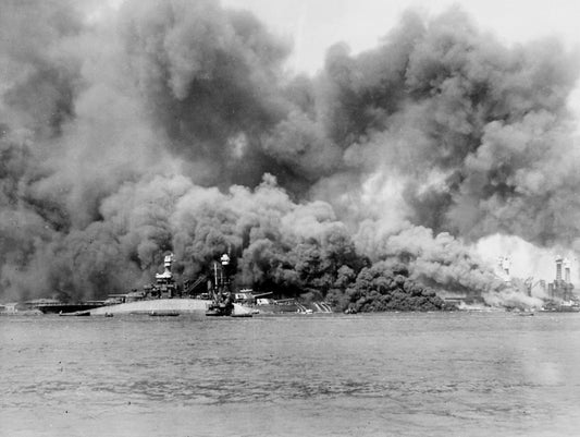 Uss Oklahoma On Fire Navy Ship Glossy Poster Picture Photo Print Banner  Conversationprints