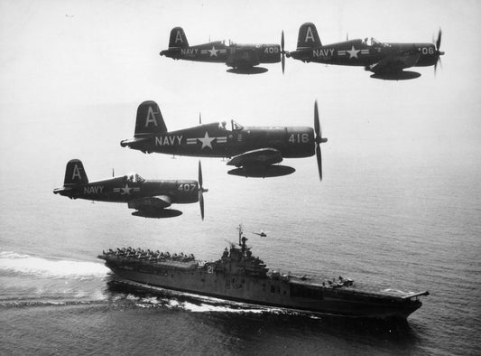 F4U-4 Corsairs Vf 884 Uss Boxer Glossy Poster Picture Photo Print Banner  Conversationprints