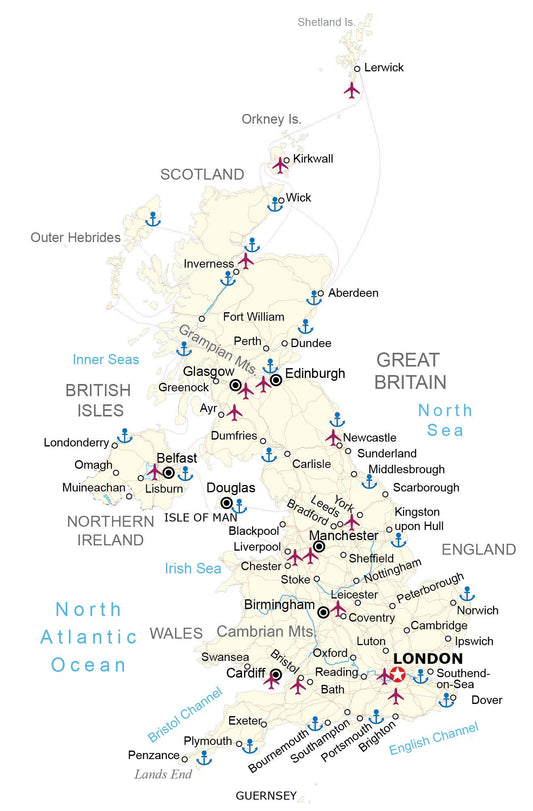 United Kingdom Road Map Glossy Poster Picture Photo Print Banner  Conversationprints