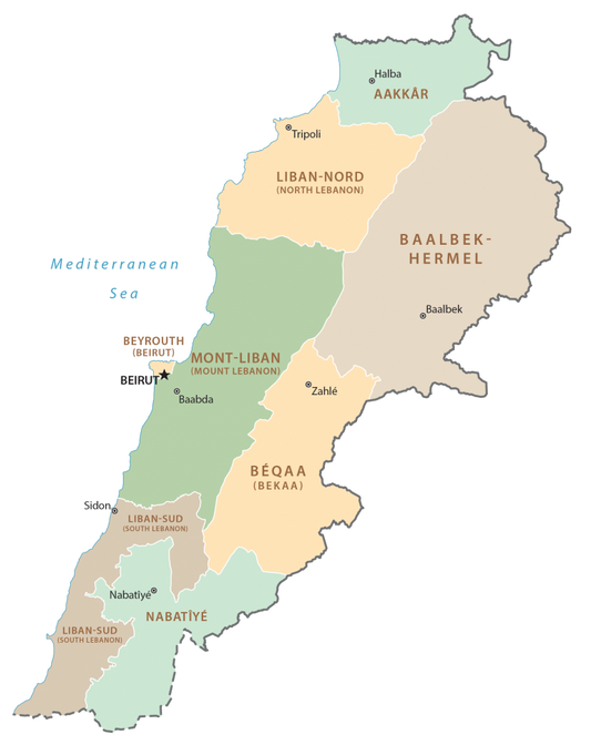 Lebanon Province Map Glossy Poster Picture Photo Print Banner  Conversationprints