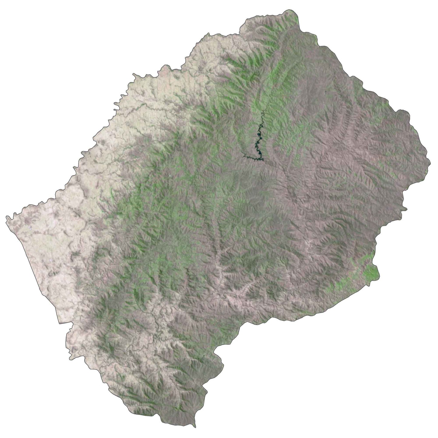 Lesotho Satellite Map Glossy Poster Picture Photo Print Banner  Conversationprints