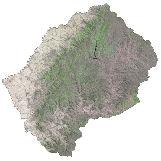 Lesotho Satellite Map Glossy Poster Picture Photo Print Banner  Conversationprints