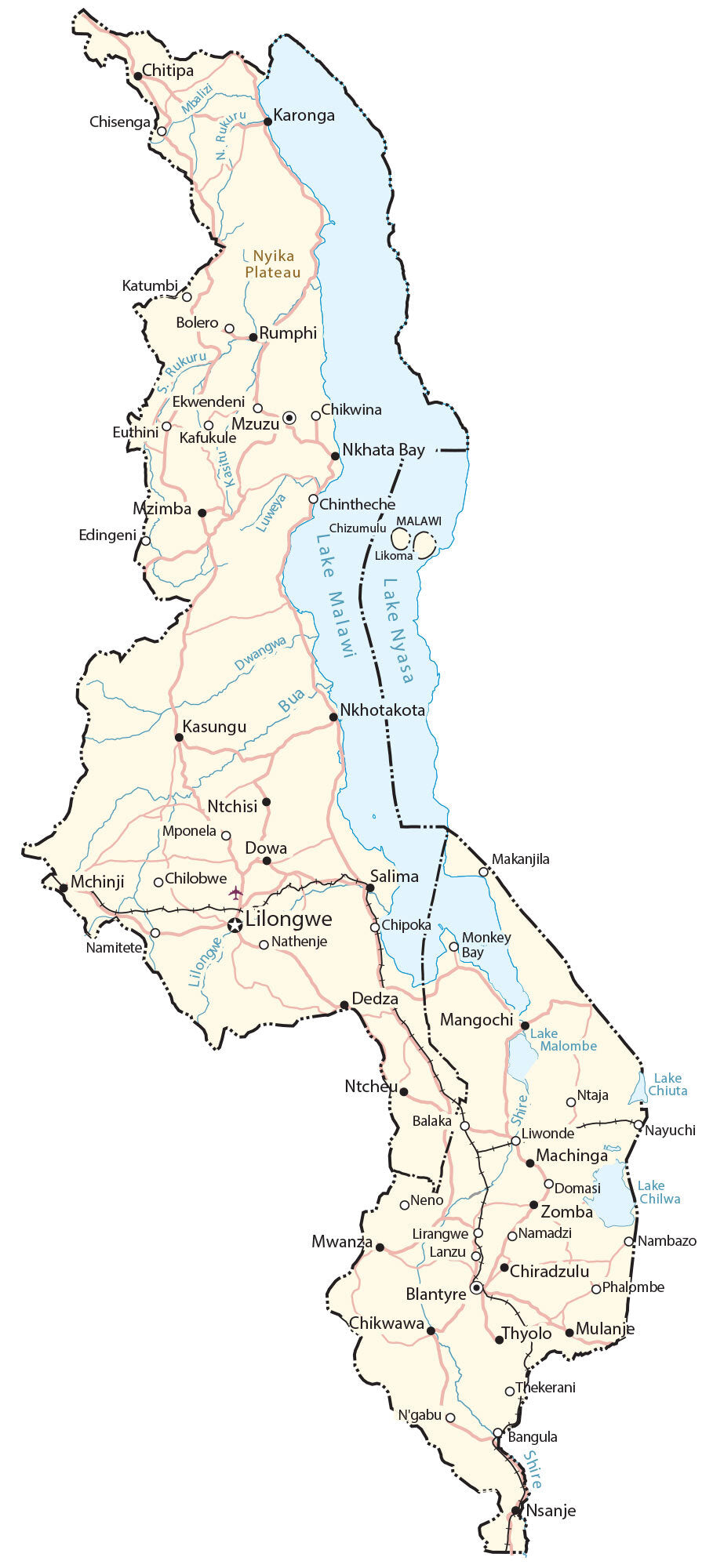 Malawi Road Map Glossy Poster Picture Photo Print Banner  Conversationprints