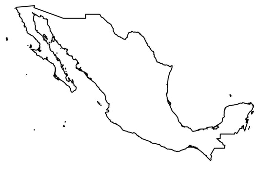 Mexico Blank Outline Map Glossy Poster Picture Photo Print Banner  Conversationprints