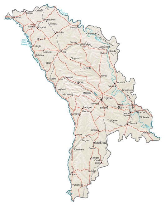 Moldova Physical Map Glossy Poster Picture Photo Print Banner  Conversationprints