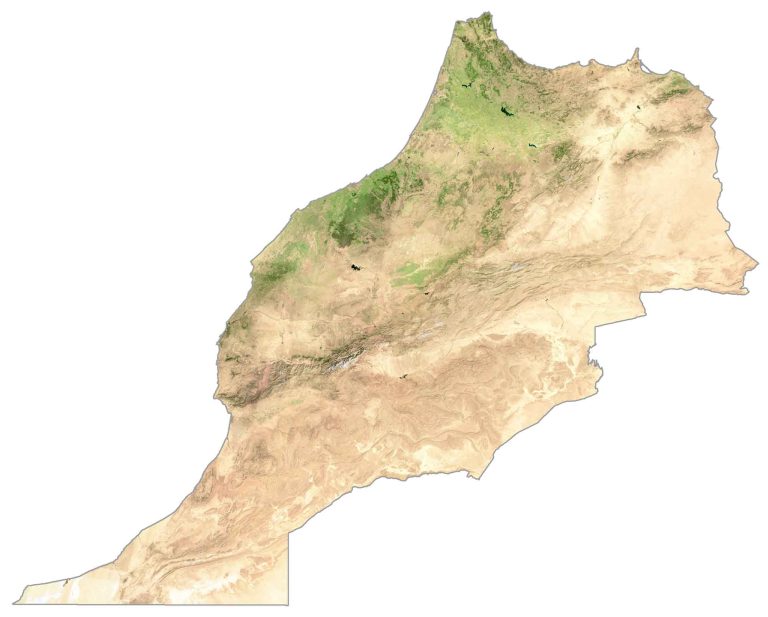Morocco Satellite Map Glossy Poster Picture Photo Print Banner  Conversationprints
