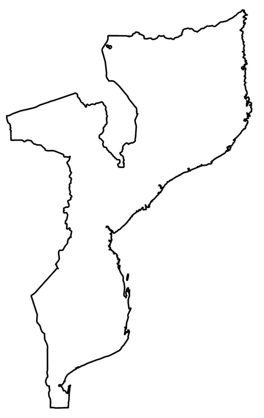 Mozambique Blank Outline Map Glossy Poster Picture Photo Print Banner  Conversationprints