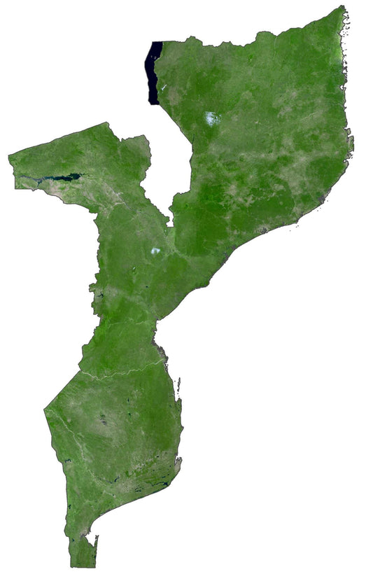 Mozambique Satellite Map Glossy Poster Picture Photo Print Banner  Conversationprints