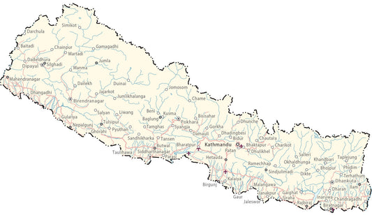 Nepal Road Map Glossy Poster Picture Photo Print Banner  Conversationprints