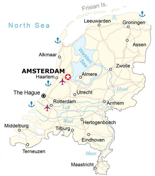 Netherlands Road Map Glossy Poster Picture Photo Print Banner  Conversationprints
