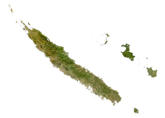New Caledonia Satellite Map Glossy Poster Picture Photo Print Banner  Conversationprints