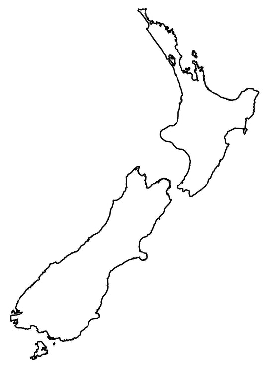 New Zealand Blank Outline Map Glossy Poster Picture Photo Print Banner  Conversationprints
