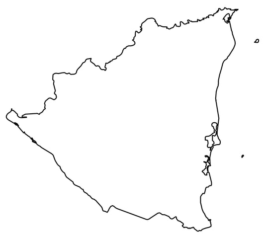 Nicaragua Blank Outline Map Glossy Poster Picture Photo Print Banner  Conversationprints