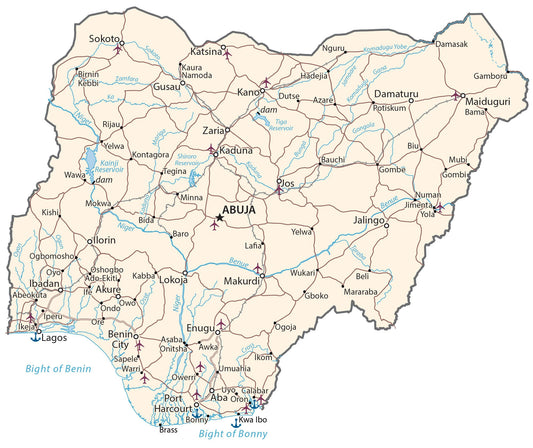 Nigeria City Road Map Glossy Poster Picture Photo Print Banner  Conversationprints