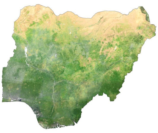 Nigeria Satellite Map Glossy Poster Picture Photo Print Banner  Conversationprints