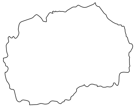 North Macedonia Blank Outline Map Glossy Poster Picture Photo Print Banner  Conversationprints