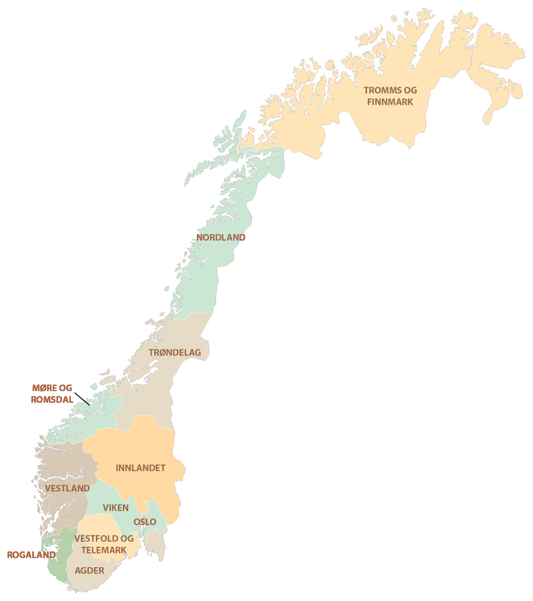 Norway Counties Province Map Glossy Poster Picture Photo Print Banner  Conversationprints
