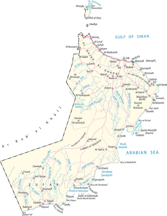 Oman City Road Map Glossy Poster Picture Photo Print Banner  Conversationprints