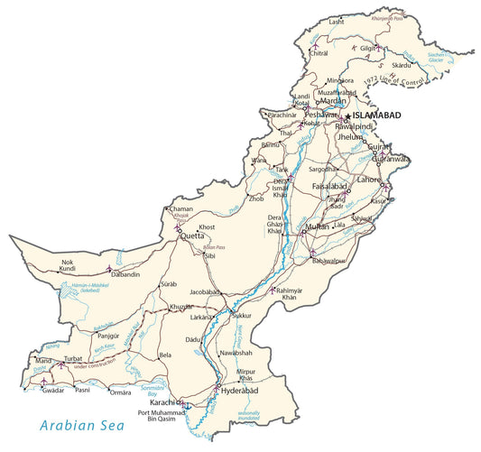 Pakistan City Road Map Glossy Poster Picture Photo Print Banner  Conversationprints