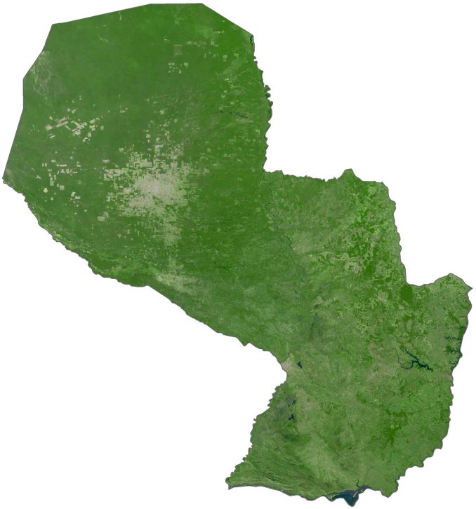 Paraguay Satellite Map Glossy Poster Picture Photo Print Banner  Conversationprints