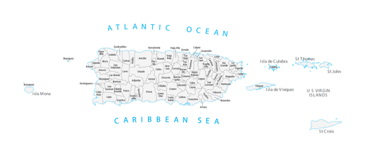 Puerto Rico Counties Province Map Glossy Poster Picture Photo Print Banner  Conversationprints