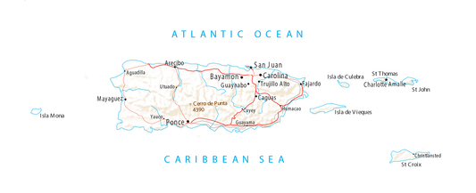 Puerto Rico Hillshade Map Glossy Poster Picture Photo Print Banner  Conversationprints