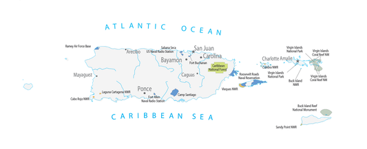 Puerto Rico Landmarks Map Glossy Poster Picture Photo Print Banner  Conversationprints
