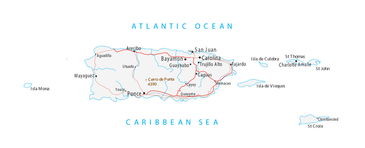 Puerto Rico City Road Map Pr Glossy Poster Picture Photo Print Banner  Conversationprints