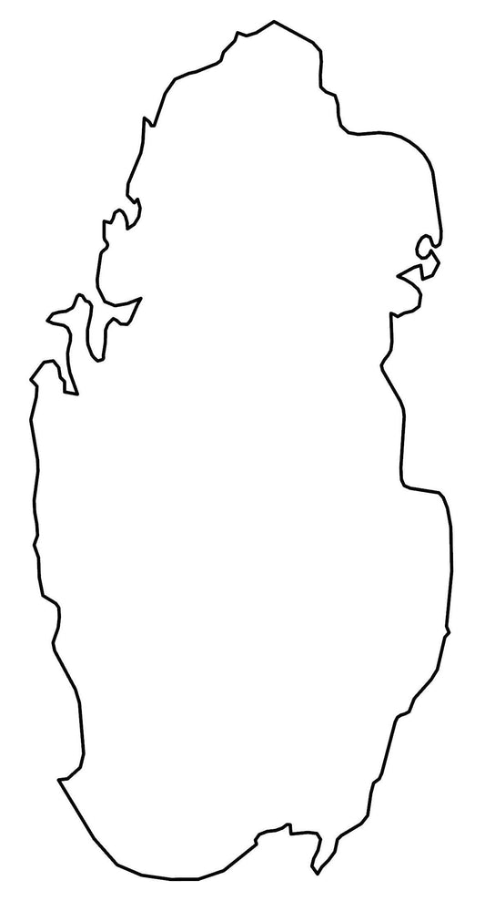 Qatar Blank Outline Map Glossy Poster Picture Photo Print Banner  Conversationprints