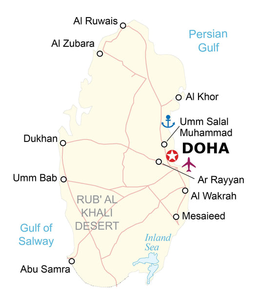 Qatar City Road Map Glossy Poster Picture Photo Print Banner  Conversationprints