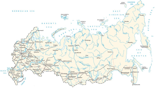 Russia City Road Map Glossy Poster Picture Photo Print Banner  Conversationprints