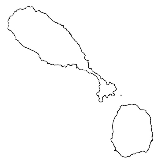 Saint Kitts And Nevis Blank Outline Map Poster Picture Photo Print Banner  Conversationprints