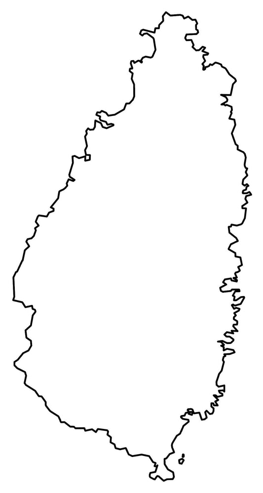 Saint Lucia Blank Outline Map Glossy Poster Picture Photo Print Banner  Conversationprints