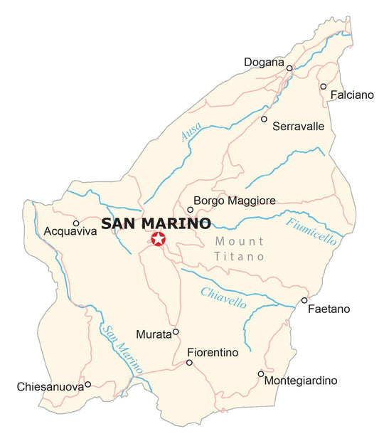 San Marino City Road Map Glossy Poster Picture Photo Print Banner  Conversationprints
