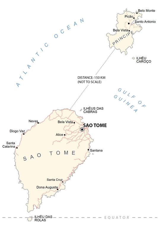 Sao Tome And Principe Road Map Glossy Poster Picture Photo Print Banner  Conversationprints