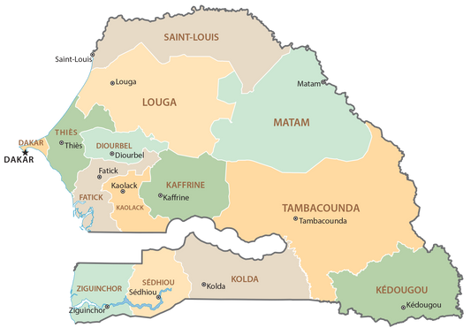 Senegal Regions Province Map Glossy Poster Picture Photo Print Banner  Conversationprints